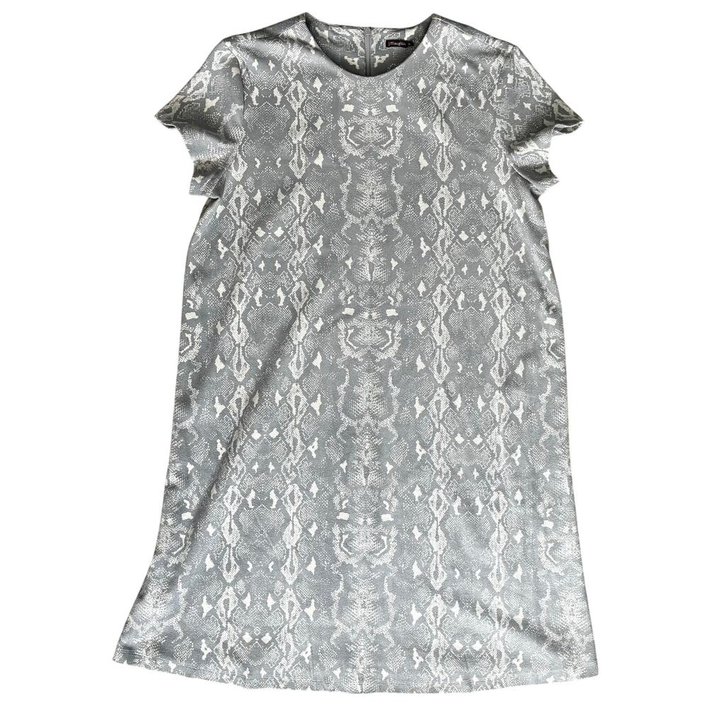 J. McLaughlin Pearl Gray Snakeskin Print Shift Dress XL Quiet Luxury